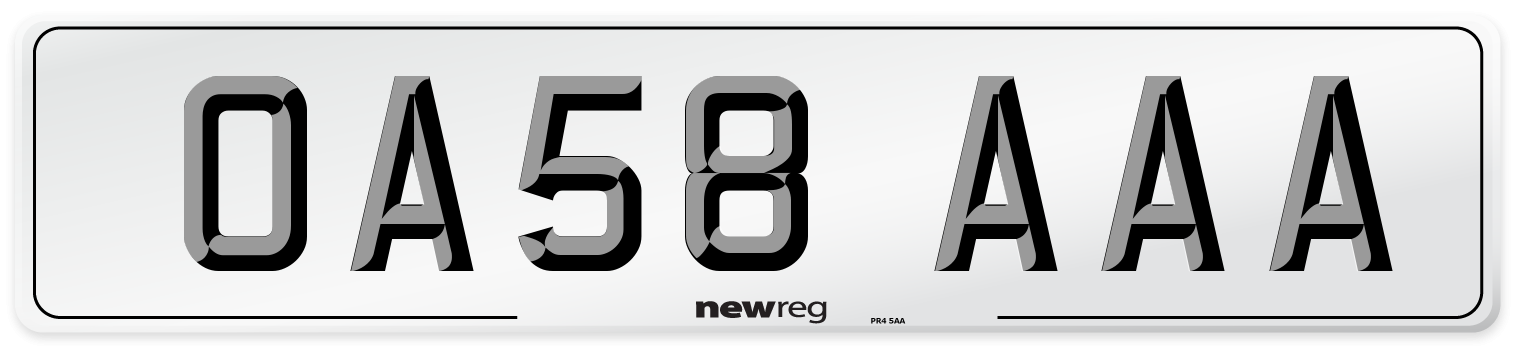 OA58 AAA Number Plate from New Reg
